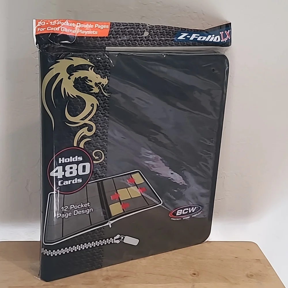 LARGE ZIPPER PORTFOLIO BCW GAMING Z-FOLIO 12-POCKET LX ALBUM, HOLDS 480 CARDS